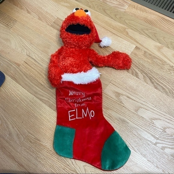 Elmo Christmas Stocking Battery Operated Merry Christmas Holiday Sesame Street - Picture 2 of 9